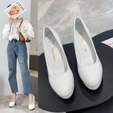In The Spring Of 2025, The New Round-Headed Patent Leather Women's Shoes Are Thick And High Heel High Heels, And The Daily Dress Of Single Shoes In The Workplace. HZ0115