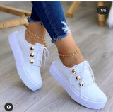 2025 Four-Season Leisure Single Shoes Large-Size Thick-Soled Round Head Front With Solid Color Small White Shoes HZ0115