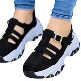 Large-Size Thick-Bottomed Buckle With Casual Sandals 2025 New Thick Low Round Head Hollow Single Shoe HZ0115