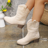 2025 New Autumn And Winter Women's Boots Large-Size Pure Color Fashion Coarse And Pointed Martin Boots HZ0115