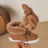 2025 Winter Short-Singue Long-Haired Snow Boots Large-Size Edge Plus Velvet Martin Boots HZ0115