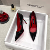 Wedding Shoes Tips Light Mouth Fine Heel Sexy Red-Soled High-Heeled Shoes Red Black Patent Leather Single Shoes 32-43 HZ0115