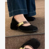 French Retro Square Shallow Mouth Mary Jane Shoes Women 2025 Winter New Small Word With Thick Heel Single Shoes HZ0115