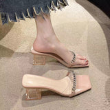 French Transparent Large-Size Thick-Heeled Sandals Women 2025 Summer New Fairy Wind High Heel Slippers Temperament Water Women's Shoes HZ0115