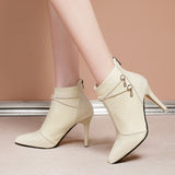 French Fine And Temperament Women's Boots Autumn And Winter With Velvet Warm Tips Super High And Short Boots Naked Boots Fashion �C�Cø’ Boots HZ0115