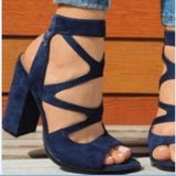 Wish New 2025 Summer Fashion Casual High Heel Fish Mouth Open Finger Large Size Sandals Women's Shoes HZ0115