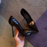 Black High-Heeled Women's Career 2025 New Patent Leather Red-Soled Men's Fine Heel High Sense 10 Cm Single Shoes Women HZ0115