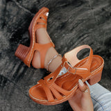 Large-Size Women's Shoes 2025 Spring New PU Dew-Shaped Buckle Tape Coarse Casual Sandals HZ0115