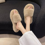 7Cm Thick-Bottomed Fur Slippers Wearing Autumn New Fashion Slope And Loose Cake Bottom-Size Cotton Slippers HZ0115