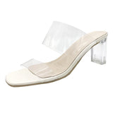 2025 New Summer Transparent Heel High Heel Simple PVC Cool Slippers With Toe Women's Shoes HZ0115