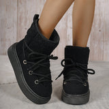 Large-Size Thick-Bottomed Cross-Tie Snow Boots Women 2025 Winter New Thick To Keep Warm Leisure Cotton Boots HZ0115