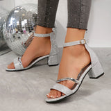 Large-Size High-Heeled Sandals Women 2025 Summer Fashion Coarse Heel Fish Mouth Buckle With Women's Sandals HZ0115