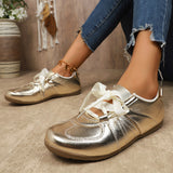 Large-Size Patchy Fork Women's Spring And Autumn New Flat-Bottomed Retro Front-Lace Sneakers HZ0115