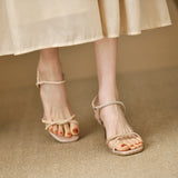 High-End Fine-Heeled Sandals Women 2025 Summer New Fashion Water Drill Buckle With Women's Roman Sandals HZ0115