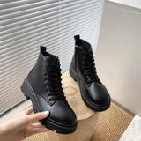 Autumn 2025 New Black Handsome Martin Boots Women's Thick-Bottomed Short Boots HZ0115