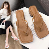 Clip Cool Slippers Women 2025 Summer New Fashion Outside The Square Head And Anti-Slip Beach Flip-Flops HZ0115