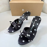 ZA Home 2025 New Women's Shoes Fashion With Back Empty Slippers Fabric Bows Decorated With High Heel Sandals HZ0115