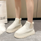 20 Autumn And Winter New Women's Thick Snow Boots Cotton Shoes Warm Plus Velvet Round Head Jacket Cotton Boots 43 HZ0115