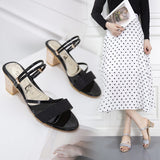 Korean Version Of The Heel Sandals Woman 2025 New Comfortable Coarse Fashion Sleek One Shoe Two Wearing One-Character Buckle Sandals HZ0115