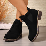 Vintage Short Boots Women's New Short-Box Retro Coarse And Flat-Bottomed Martin Boots Side Zipper British Style Women's Boots HZ0115