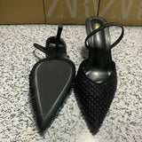 ZA Home 2025 New Women's Shoes Low Heel Temperament High Heels High-Heeled Shoes Behind The Shallow Mouth Of Single Shoes HZ0115