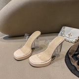 Transparent High-Heeled Women's Summer New Waterproof Table With Ultra-High Heel Slippers Crystal And Coarse Sandals Women's HZ0115
