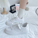 2025 New Board Shoes Korean Version Of The Hong Kong Style Retro White Tie With Thick-Soled College Wind Sports Small White Shoes Women HZ0115