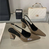 The New Women's Shoes In The Summer Of 2025 Simple Classic Back Empty Bag Head Thick Heel Korean Version Of High-Heeled Single Sandals HZ0115