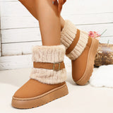 Large-Size Snow Boots Women 2025 Winter New Round Head Leisure Bottom Plus Velvet Warm Short-Bodied Cotton Boots HZ0115