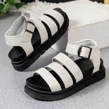 Large-Size 2025 New Solid-Color Thick-Bottomed Belt Buckle Round Head Wearing Beach Sandals HZ0115