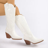 Women's Boot Embroidered LongͲ Boots 2025 Female Knight Boots Coarse And High With Western Cowboy Vintage Tide Boots HZ0115