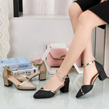 In The Spring Of 2025, The Clasp-Butled Sandals Women's Korean Version Of The Coarse Heel High Heel High-Heeled Shoes In The Daily Female Design Trend HZ0115