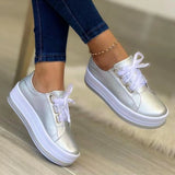2025 Casual Women's Single Shoes In Front Of The Lace With Round Head Thick-Soled Viscose Shoes Large-Size Leisure Single Shoes HZ0115
