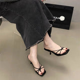 French Evening Wind Clip Cool Slippers Women Wear The 2025 Summer Design Silver Fine Belt High And Cool Drag HZ0115