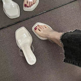 High-Hee Slippers Women 2025 New Summer Wearing Fairy Style Transparent Crystal And Waterproof Table Coarse And Cold Slippers HZ0115