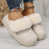 National Cotton Slippers Lady Winter Home Wearing Retro Anti-Slip Thick Bottom Plus Velvet Warm Moon Shoes HZ0115