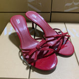 ZA2025 New Spring New Red High Quality Coarse And Bow Round Head Slippers Woman HZ0115