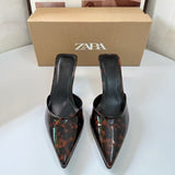 ZA New 2025 Summer French High Heel Fine Tip Behind The Empty Bag Show Off Fashion Fashion Wearing Sandals HZ0115