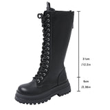 2025 Autumn And Winter New Black Zippered Knight Boots Long Boots Trend Thin Tie With Thick Bottom Woman HZ0115