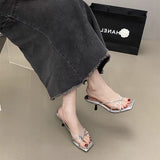 French Evening Wind Clip Cool Slippers Women Wear The 2025 Summer Design Silver Fine Belt High And Cool Drag HZ0115
