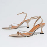 French Water-Drilled Toe With High Heel Women's Shoes Tip One By One With Banquet Sandals Women's Glass And Ultra-High Heel HZ0115