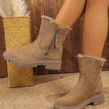 Snow Boots Autumn And Winter New Large Size Side Zip Hair Anti-Slip Waterproof Plus Thick Low-Tight Cotton Shoes HZ0115