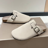 Baotou Slippers Female Couple Softwood Tug Wish Large Size Roman Shoes Casual Half-Dragging Lazy Shoes Trend HZ0115