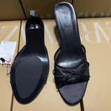 ZA Home 2025 New Women's Shoes Fashion With Back Empty Slippers Fabric Bows Decorated With High Heel Sandals HZ0115