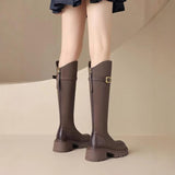 2025 New Brown Boots Women Autumn And Winter Plus Velvet Boots Children Long Boots V Mouth Thin Knight Boots HZ0115