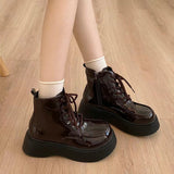 French Martin Boots Small Leather Shoes 2025 New Fashion Short Boots Net Red Dress With Thick-Sed Loose Cake Shoes HZ0115