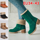 New 2025 Autumn And Winter Mid-Boul Thick Heel Overslip Snow Boots 43-Yard Cotton Shoes HZ0115