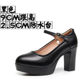 Anti-Slip 6Cm Silver Heeled Show Shoes Thick-Singing Leather Shoes Thick-Soled Model Single-Shoe Large-Size Working Shoes HZ0115