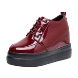 Inner Height Patent Leather Small Leather Shoes Heel Waterproof Table Single Shoes Spring Autumn Pine Women's Shoes With Deep Mouth Plus Velvet Naked Boots HZ0115