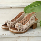 Large-Size Flower High-Heeled Sandals Women 2025 Summer New Fashion Coarse Heel Buckle With Women's Sandals HZ0115